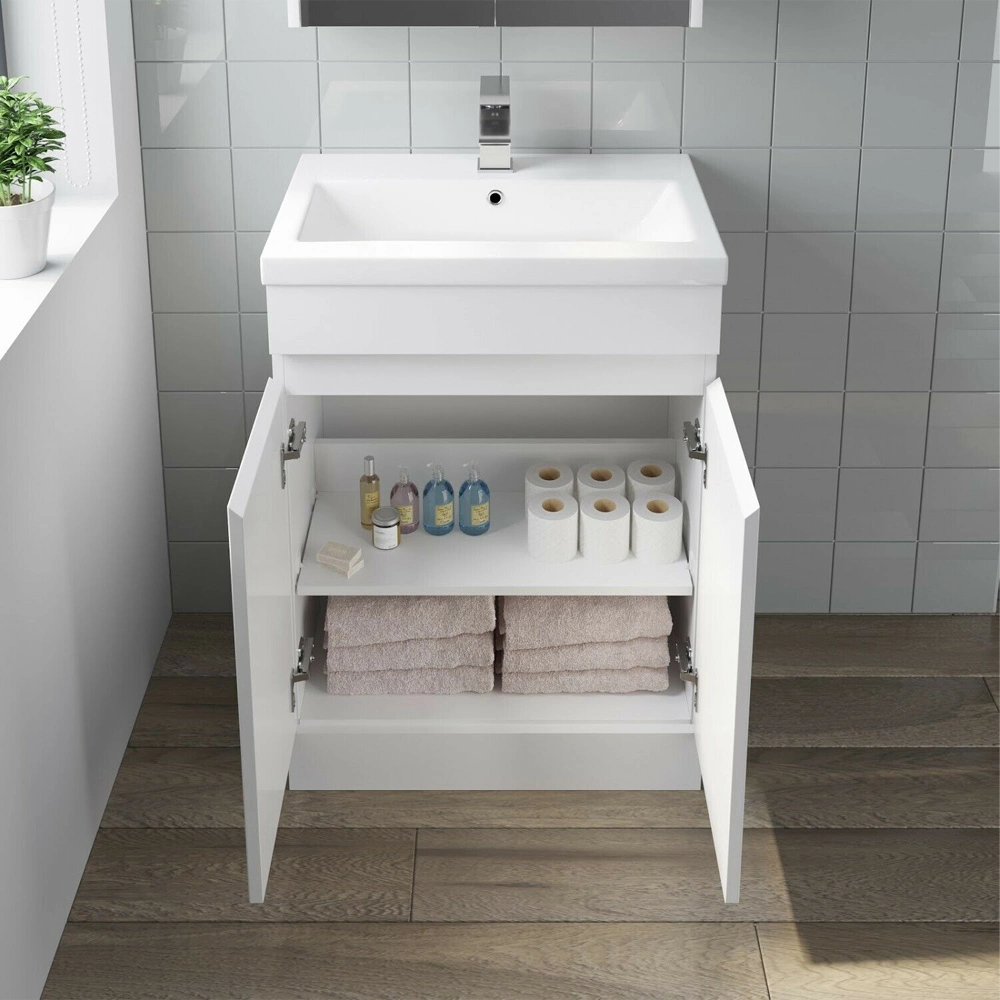 Storage Furniture 60cm Bathroom PVC White Gloss Vanity