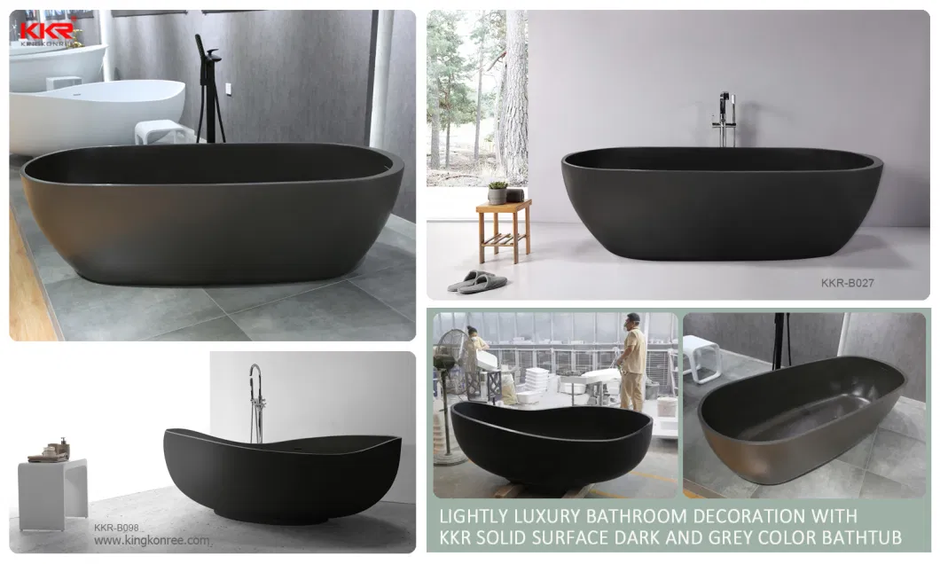 Luxury Type Bathroom Bath Solid Surface Oval Shape Freestanding Bathtub