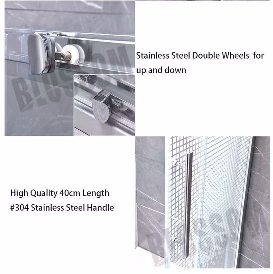 Porta per doccia scorrevole in vetro temperato con struttura in alluminio semplice per bagno