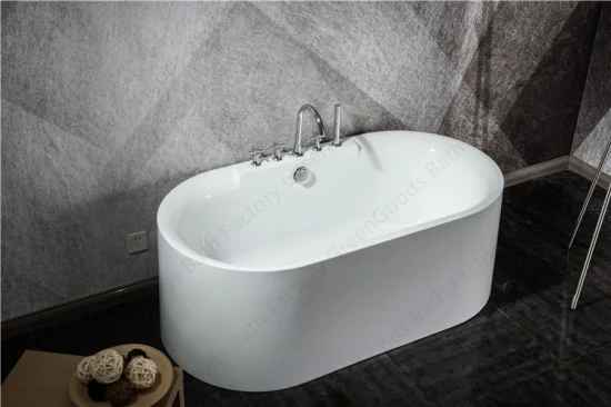 Vasca da bagno da immersione indipendente in puro acrilico bianco ovale di tipo moderno personalizzato