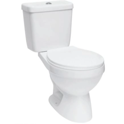 Ortonbath WC economico classico a doppio scarico di piccole dimensioni, sedile in PP con chiusura ammortizzata, bagni ovali WC a due pezzi con altezza comfort WC a parete